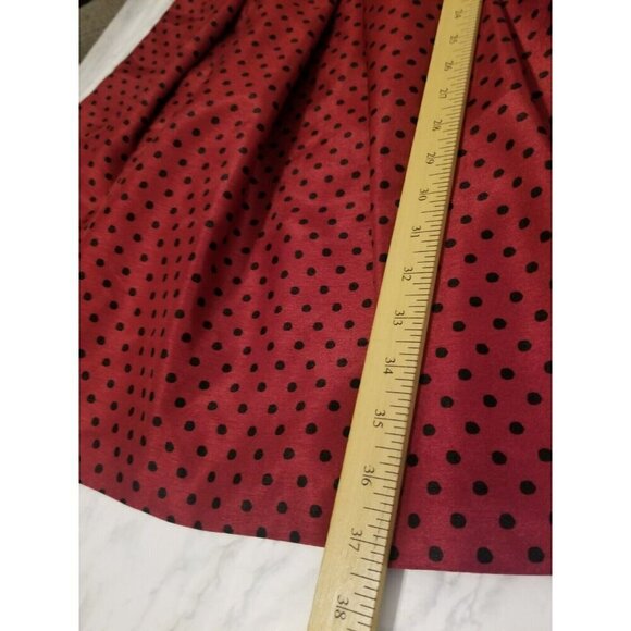Danny And Nicole Dress Sz 8 Red With Black Polka Dots with black belt Pockets - Picture 12 of 12